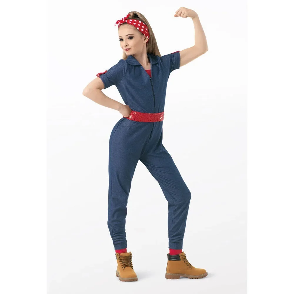 Pre-Owned Dance Costume Weissman 10453 Small Child Blue Jazz Sequin